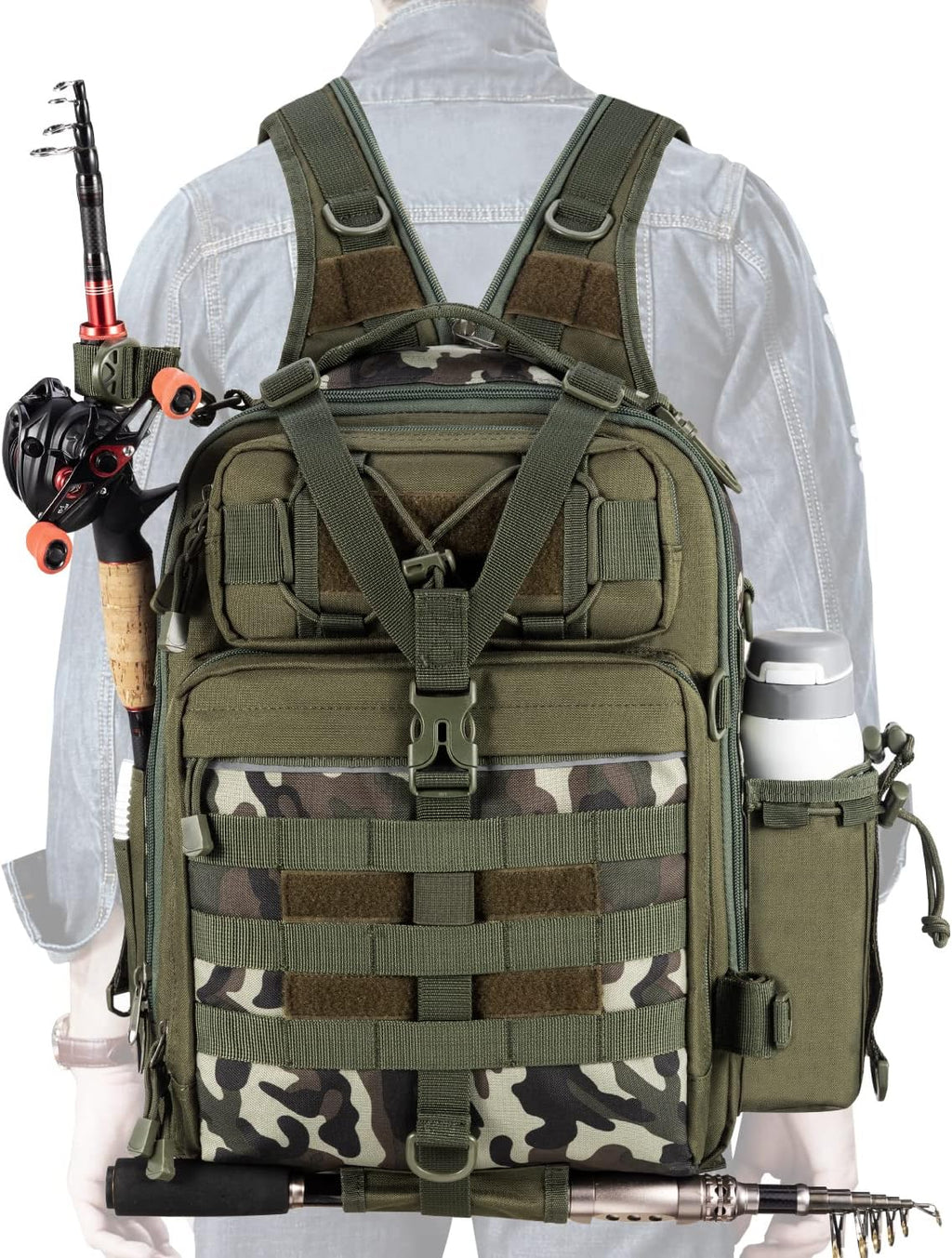 Fishing Backpack with Rod Holder Fishing Tackle Bag Fishing Gear Bag