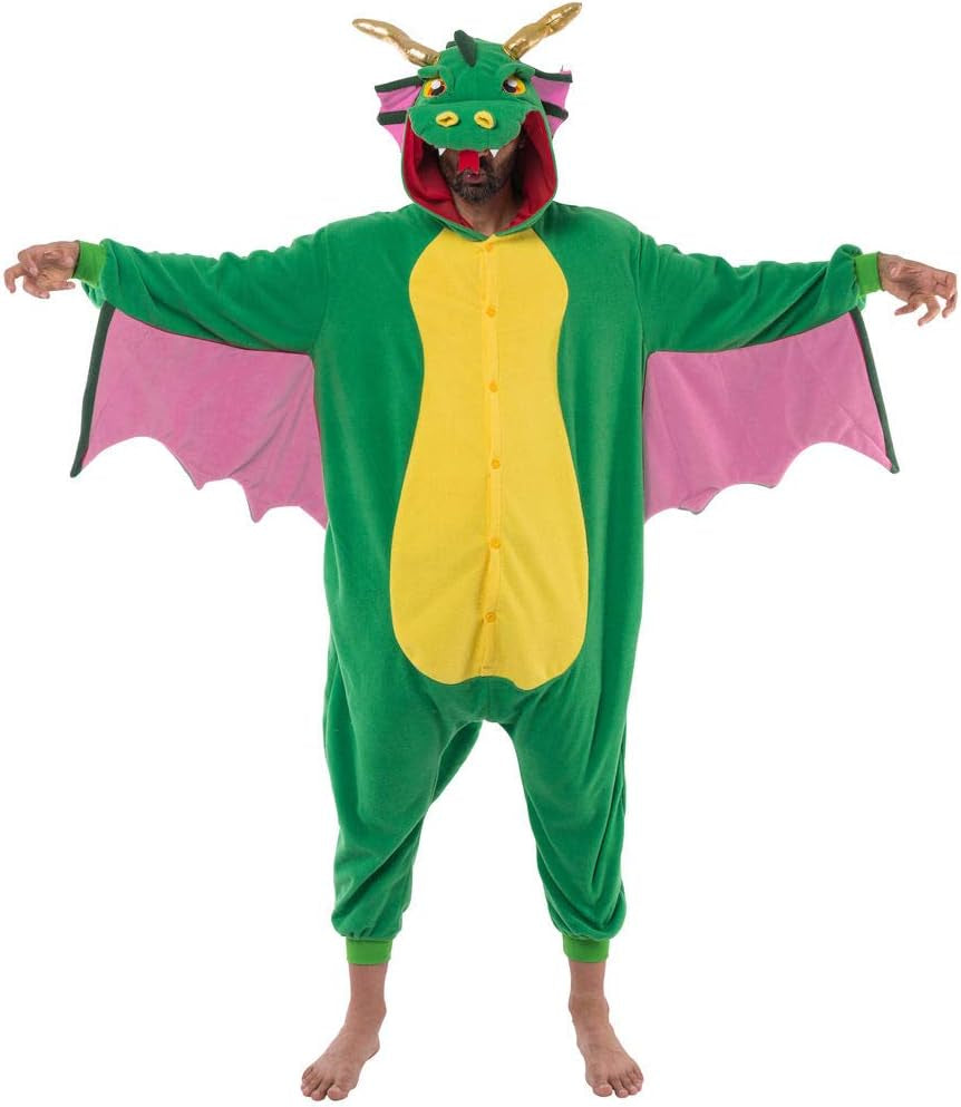 Unisex Adult Pajama Plush Onesie One Piece Dragon Animal Costume