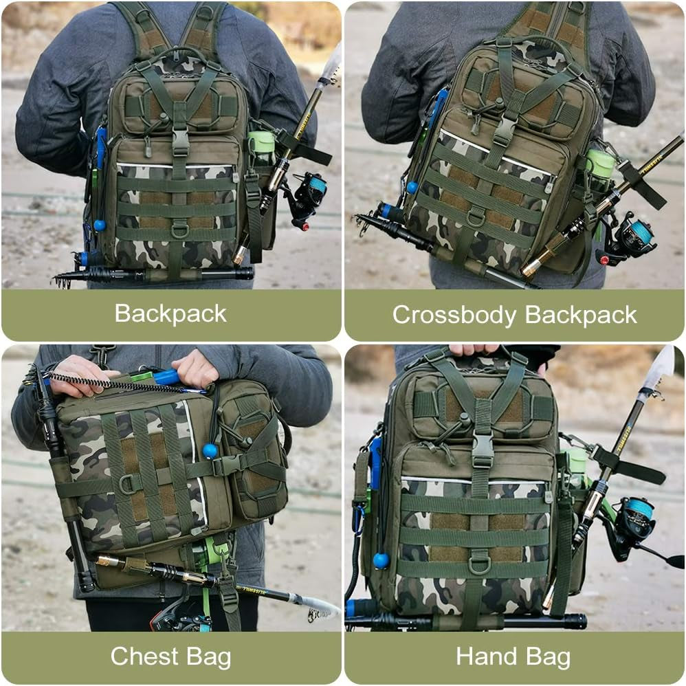 Fishing Backpack with Rod Holder Fishing Tackle Bag Fishing Gear Bag