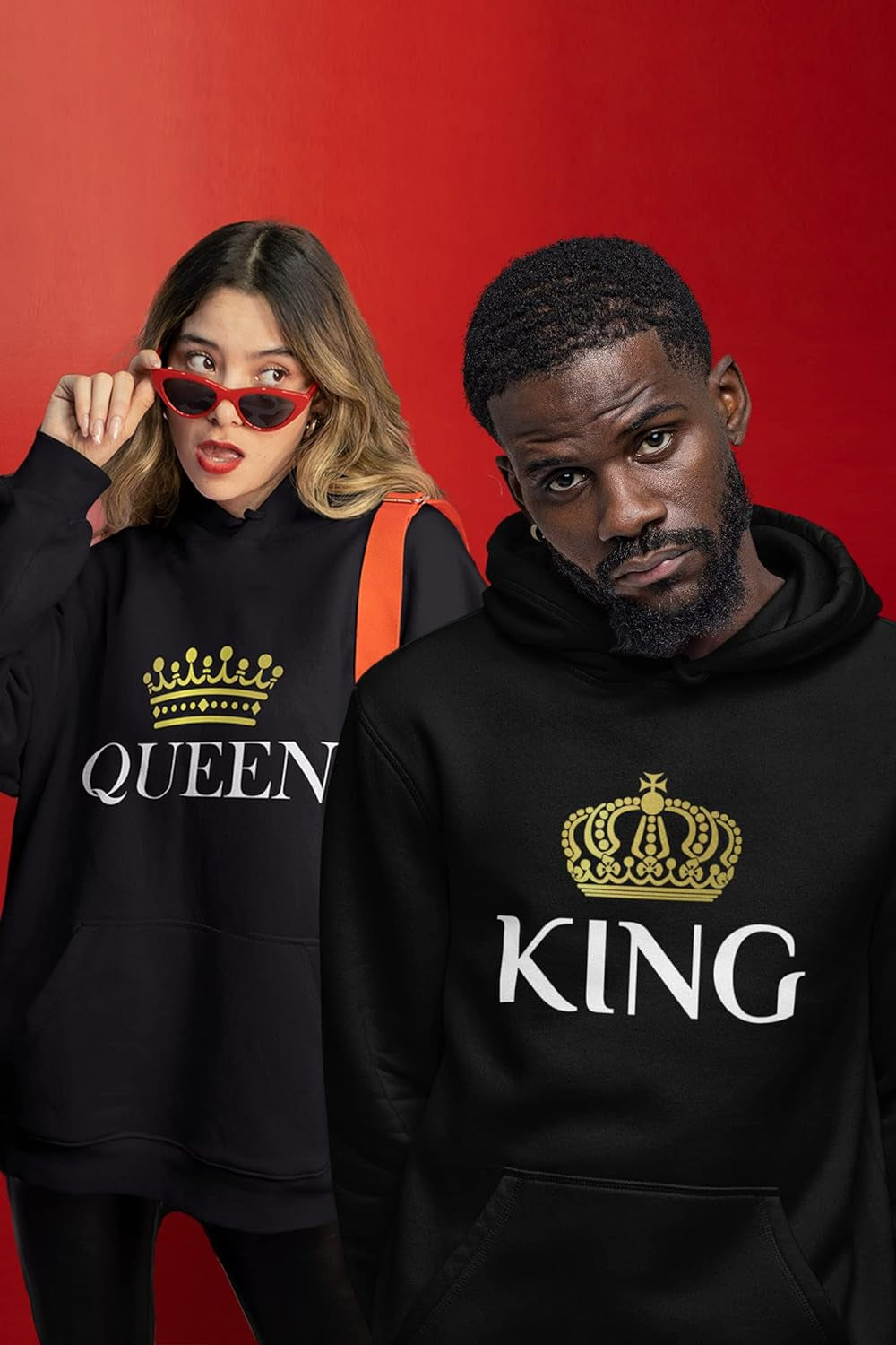 King and Queen Valentines Day Outfit His and Hers Matching Hoodies for Couples