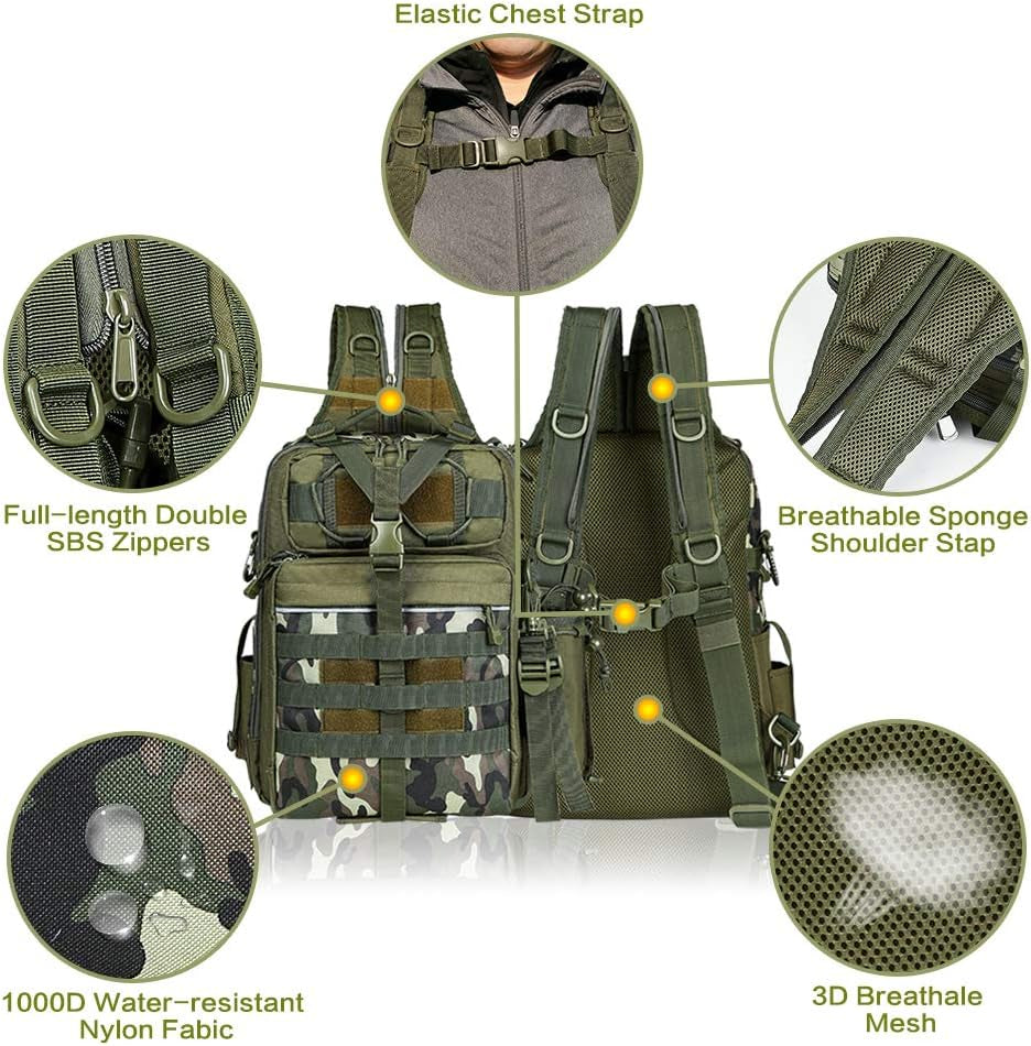 Fishing Backpack with Rod Holder Fishing Tackle Bag Fishing Gear Bag